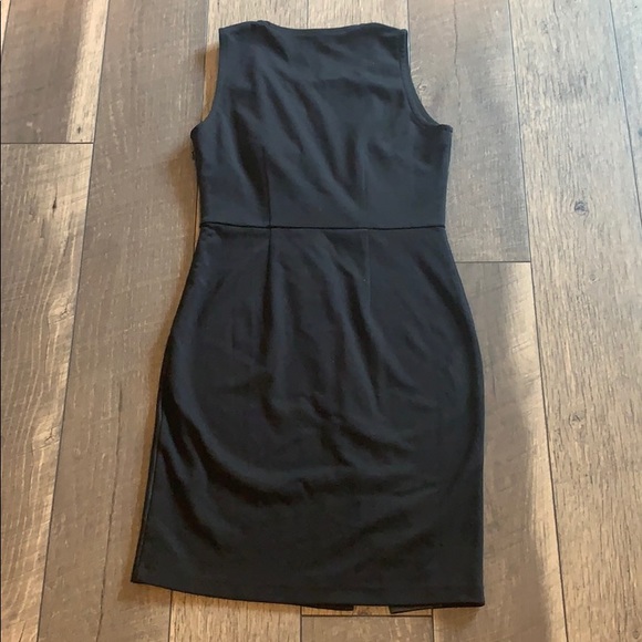 Black dress with faux leather trim - Picture 9 of 12